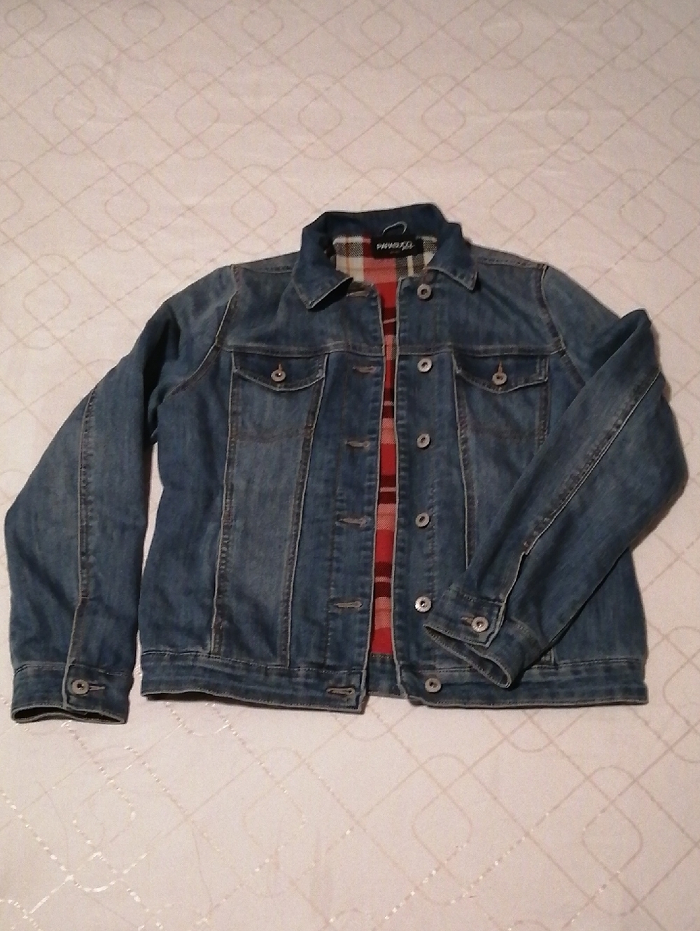 Parasuco Blue Denim Jacket with Red Plaid Lining